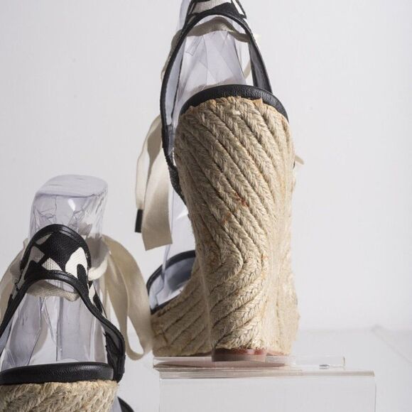 DVF Diane Von Furstenberg Womens Black Platform Tie Up Espadrille Heels US 8.5 - Picture 7 of 9